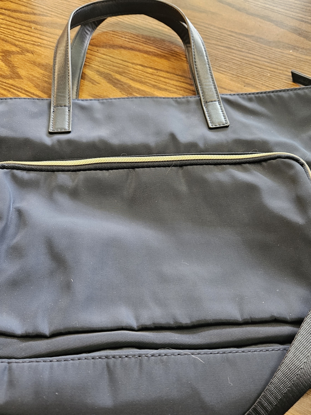 Women's Navy Shoulder Bsg with Front Zip Pocket and Dual Handles